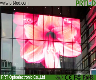 Panel de video de vidrio de ventana transparente LED de alto brillo P7.82-15.64 Mm